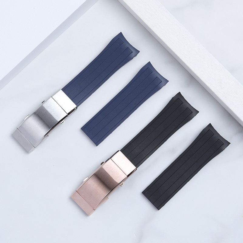 22mm Soft Silicone Rubber Watch Band Ocean Star Caliber 80 Folding Slider Buckle Watchband For Mido Strap Chain Accessories