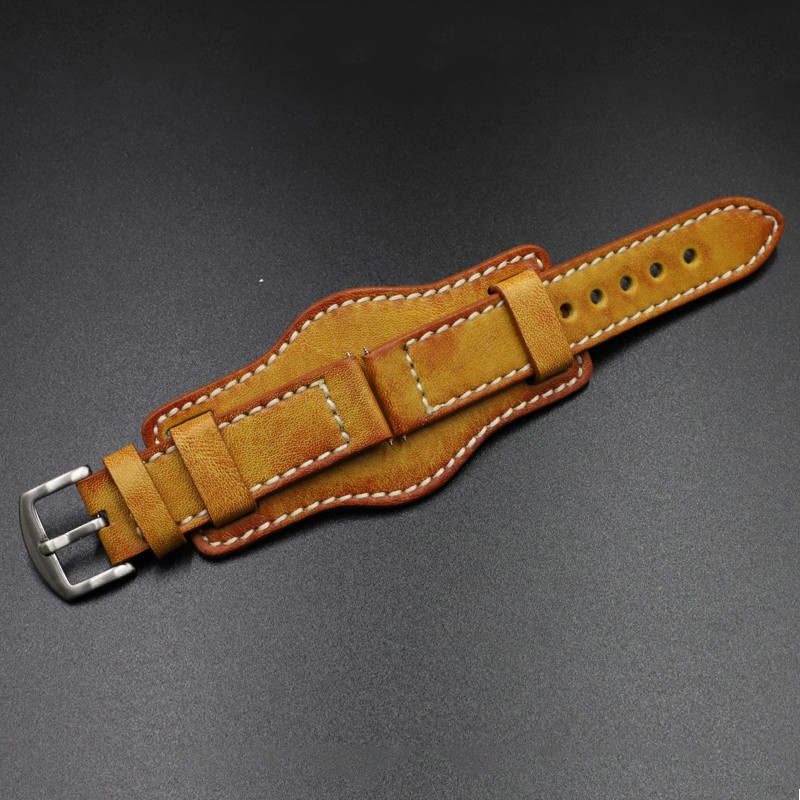 Onthelevel 20mm 22mm Watchband Leather Watch Strap Dark Green Leather Wristband Free Remove Tool Watch Accessories #D