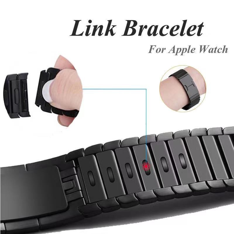 Link Bracelet for Apple Watch Series 7 45mm 41mm Stainless Steel Bracelet Wristband for iWatch 6 5 4 SE 3 44mm 40mm 42mm 38mm