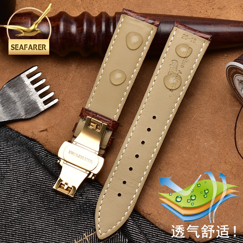 Crocodile crocodile leather strap for Longines Master Omega men and women butterfly clasp watchband 12 14 16 18 20 22 24mm