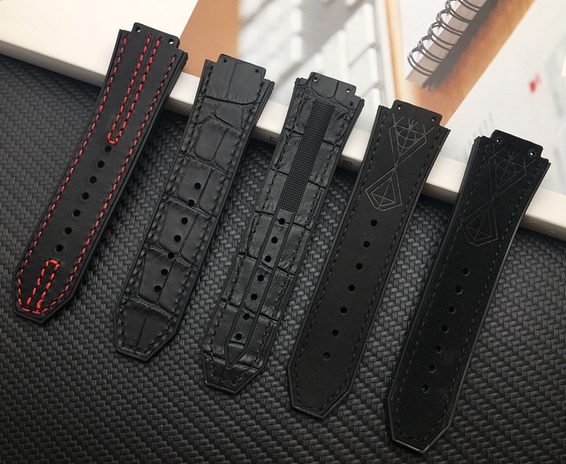 Crazy Horse Genuine Cow Leather for Hublot Strap for Big Bang Strap Men Watchband 25*17mm Watch Band Logo on Steel Buckle Tools