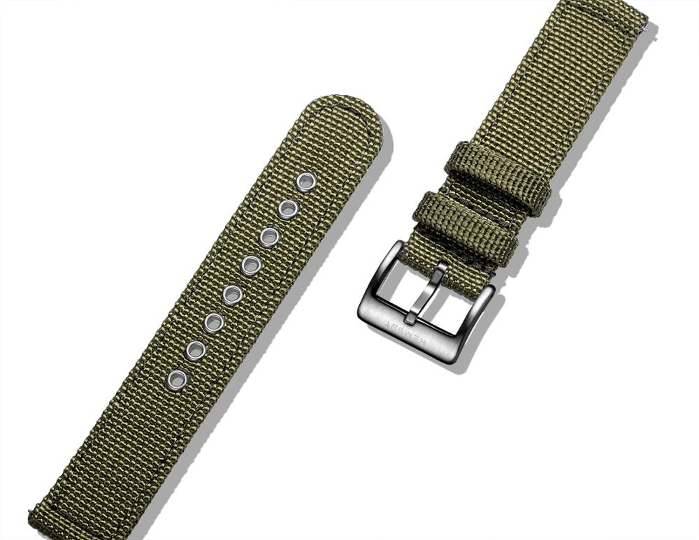 Hemsut Canvas Watch Bands Green Quick Release Quality Nylon Watch Straps & Heavy Duty Brushed Buckle 18mm 20mm 22mm 24mm