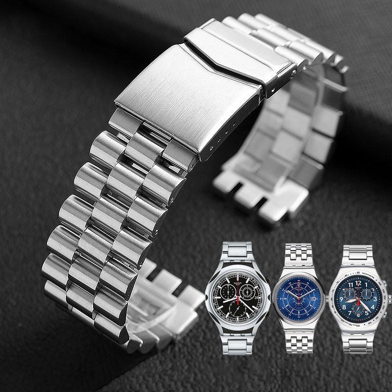 Fine Steel Watchband Double Convex Mouth For Swatch Watch YCS YAS YGS Iron Men And Women Steel Watch Strap 19mm Wristband