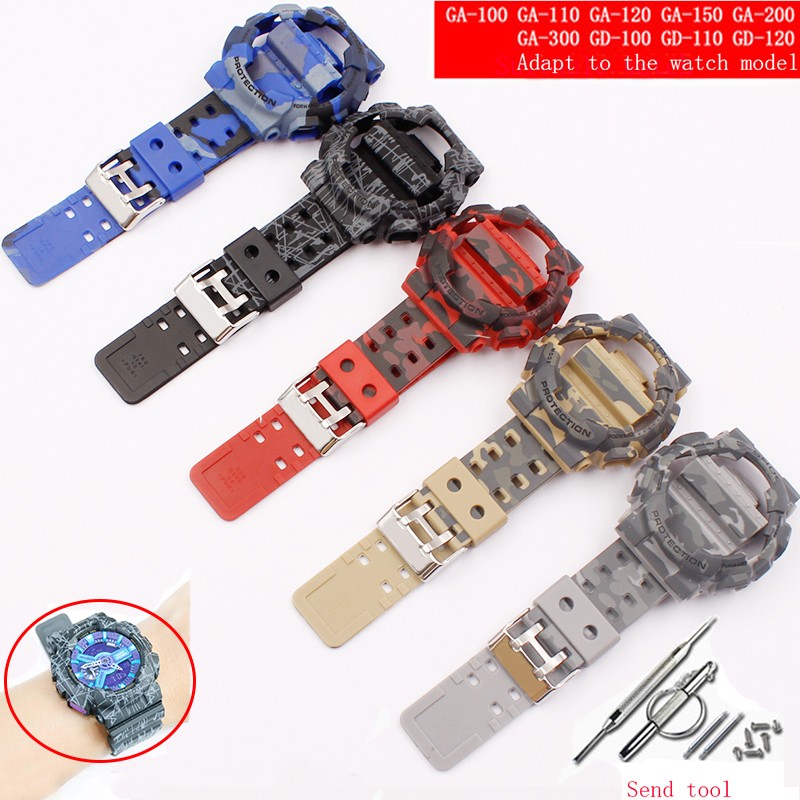 Watch accessories resin strap 16mm for camouflage Casio g-shock GLS GD GA110 GA100 GD120 sports watch for men and women