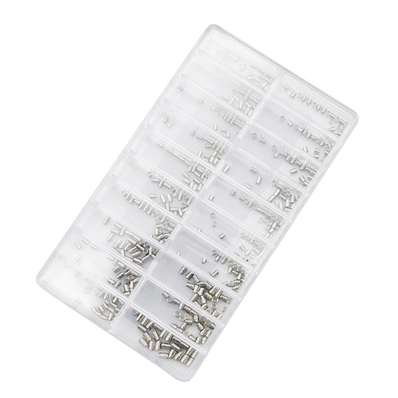 500pcs/box Watch Crown Tube Kit Box, Stainless Steel Assortment Watch Crown Tube Repalcement Parts for Watchmakers