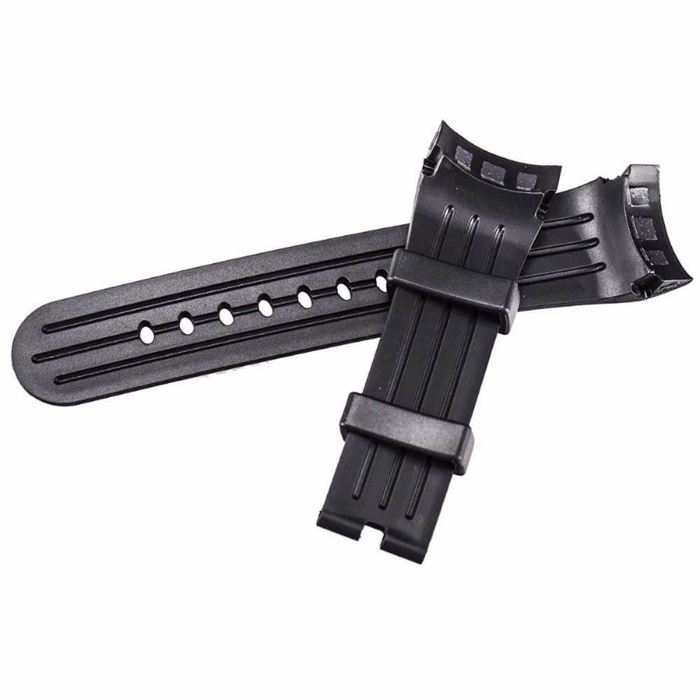 Reef Tiger Rubber Watch Strap, 29 cm, Black, with Tang Buckle for Aurora Clasps and Adapter
