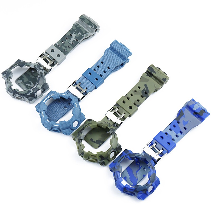 Camo Resin Strap Case Men Watch Accessories for Casio G-SHOCK GA700 GA735 Sports Waterproof Rubber Strap Ladies Watch Band