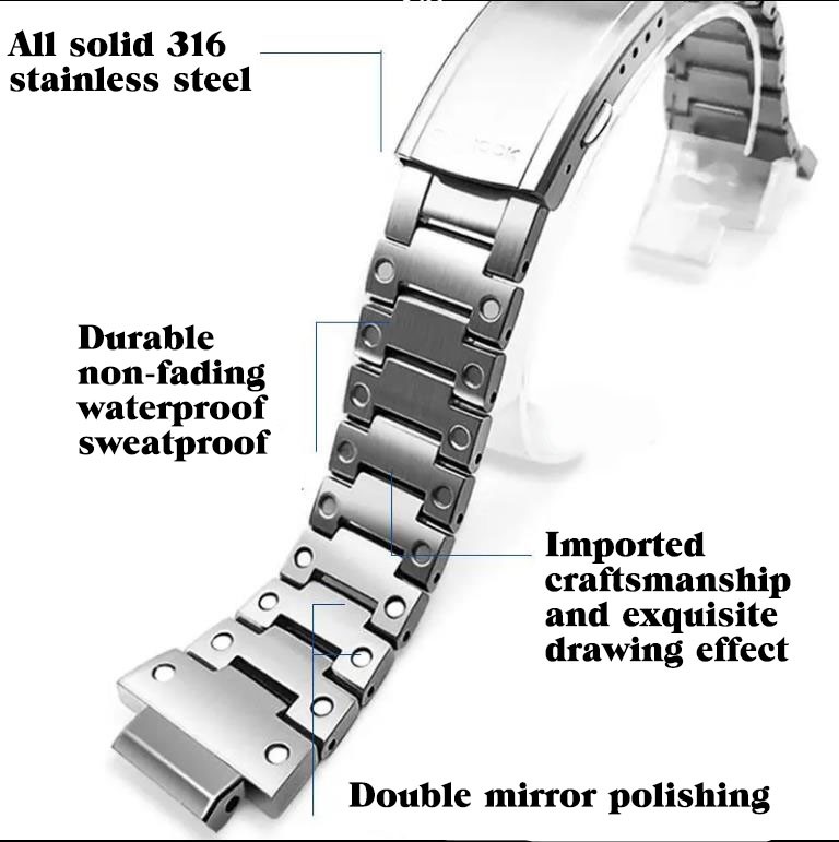 Solid Stainless Steel Watch Band Case For Casio G-shock DW5600 G5600E GW/DW5000 DW5035 Metallic Bracelet Accessories WithTool