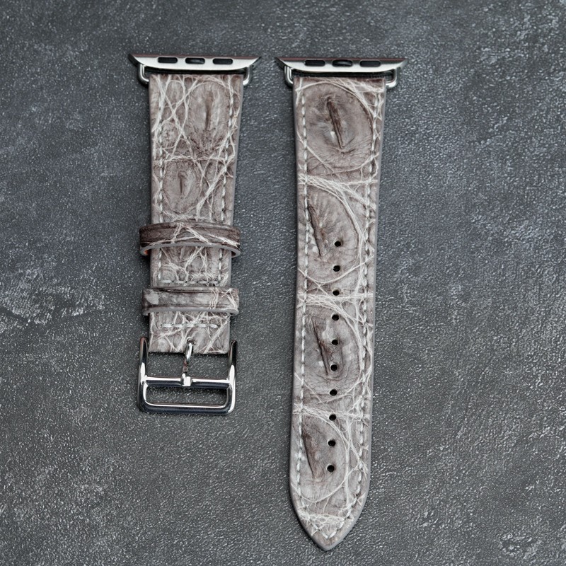 Handmade Himalayan White Crocodile Leather Watchband 44mm 42mm 40mm Suitable for Iwatch Leather Strap Soft