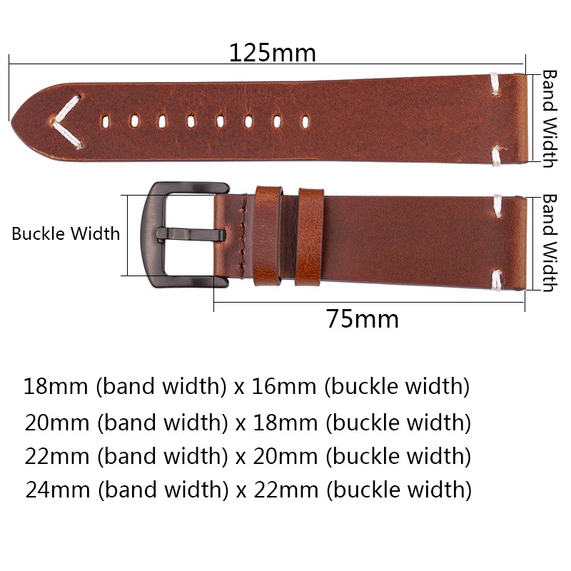 Handmade Leather Watch Strap Yellow Green Oil Wax Cowhide Watchband For Huawei Samsung Smart Watch Strap 18mm 20mm 22mm 24mm