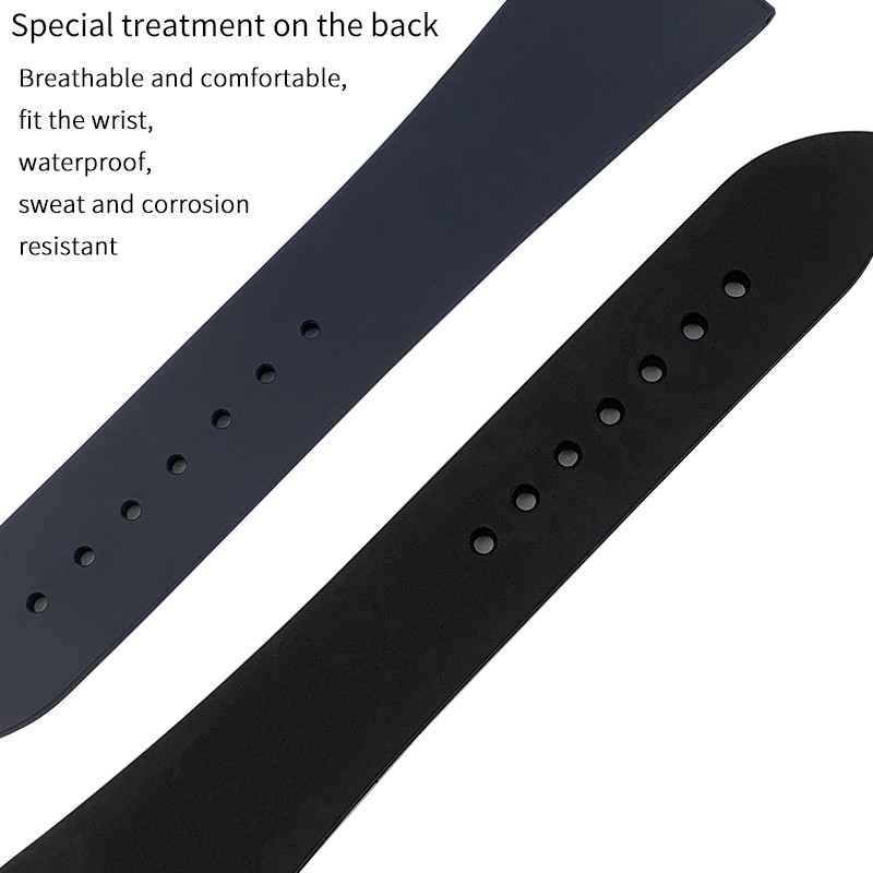 Men's Silicone Rubber Band, 25mm, Black, Blue, Brown, Water Resistant