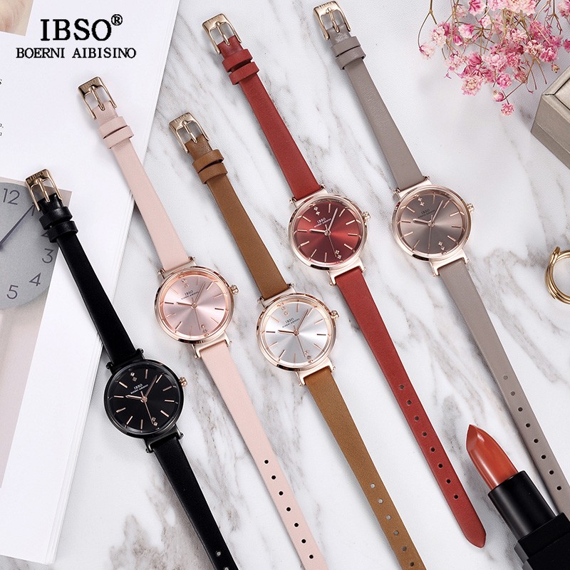 IBSO 8mm Ultra Thin Wristwatches Women Watches Luxury Female Fashion Watch Montre Femme 2022 Ladies Quartz Watch Relogio Feminino