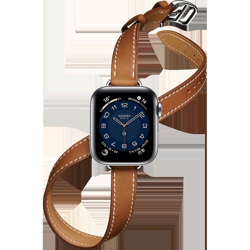 Attelage Double Round For Apple Watch Band 40mm 44mm 42mm 38mm Genuine Leather Watchband Bracelet iWatch Series 3 4 5 6 SE Strap