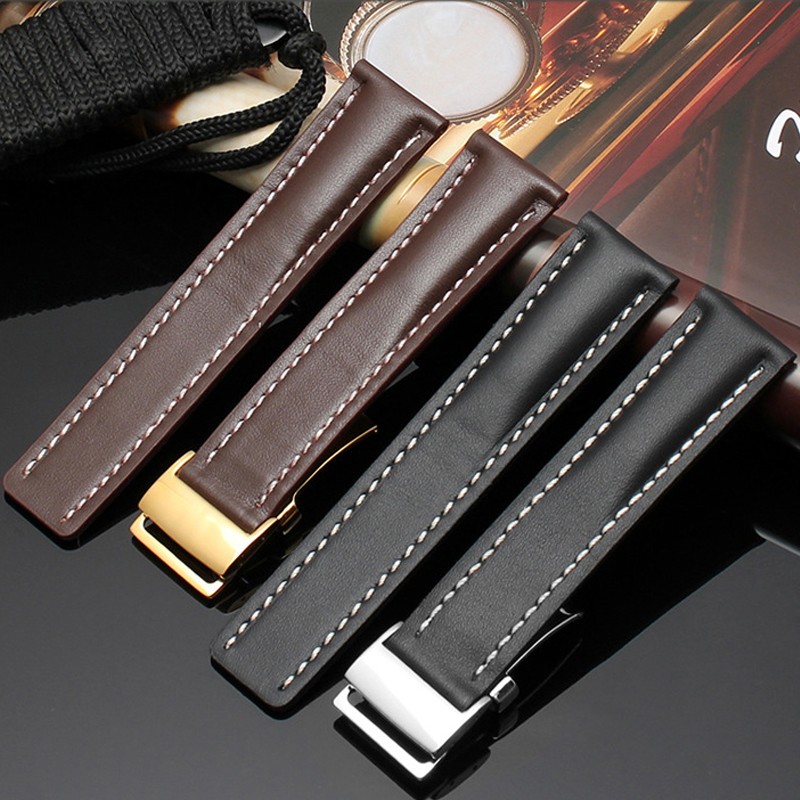 Soft Leather Watch Straps, 20mm, 22mm, 24mm Breitling Watch Strap, Leather, Black, Brown, Blue