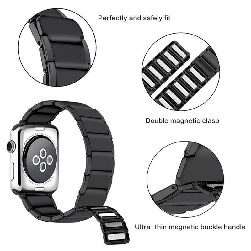 Magnetic strap for apple watch band 44mm 40mm 42mm 38mm 45mm 41mm stainless steel metal link bracelet iwatch serie 6 5 4 3 se 7