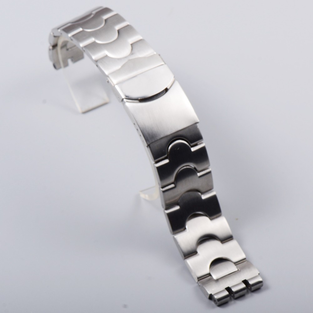 Classic 17*19mm 20*22mm Solid Stainless Watchband For Swatch Watch Bnad Strap Men Women Wristband Stock Silver Logo