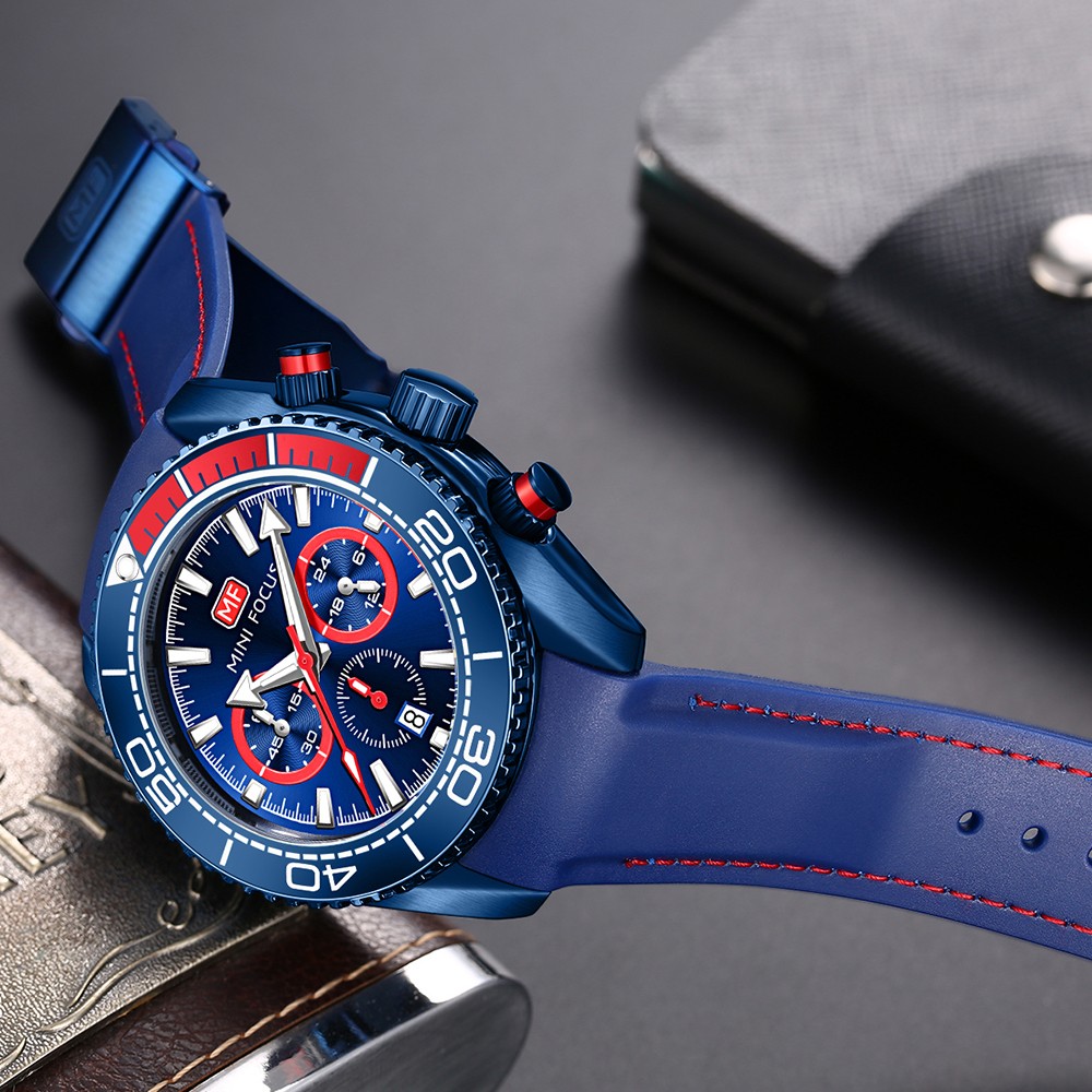 Men's Watches Top Brand Luxury Quartz Fashion Waterproof Multifunction Sports Wristwatches Relogio Masculino Blue Silicone Strap