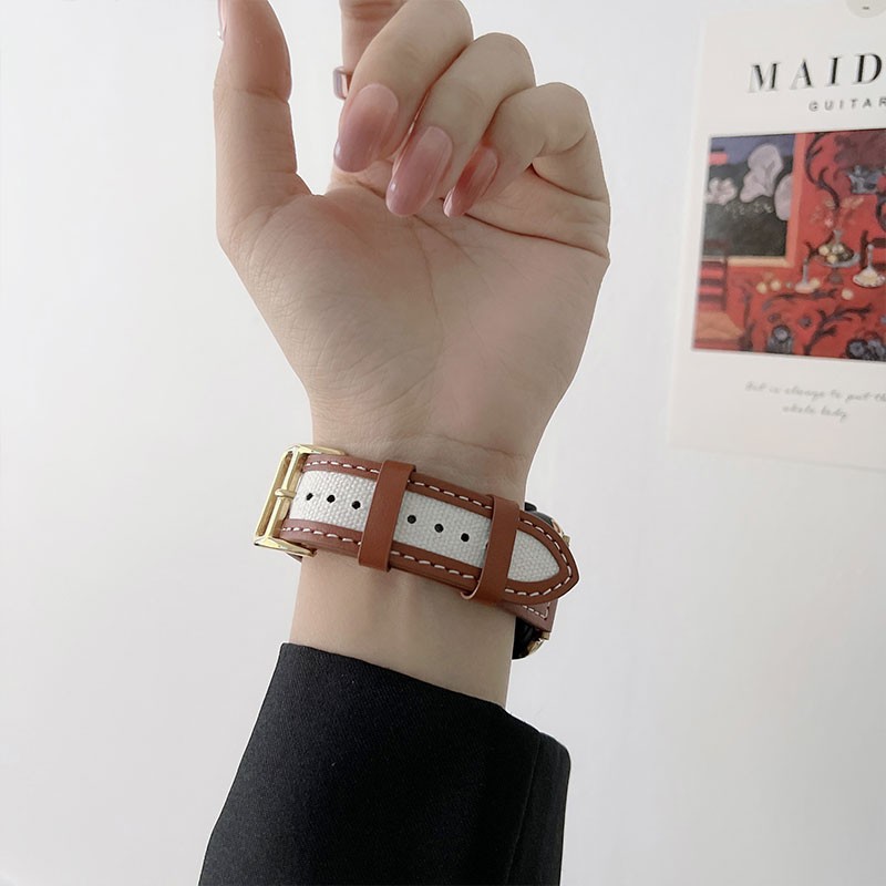 Leather strap for Apple Watch band 44mm 40mm 42mm 38mm wrist watchband bracelet for Korea iWatch serie 3 4 5 6 se 7 41mm/45mm