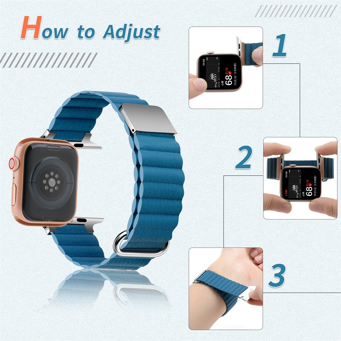 Magnetic Leather Loop Strap for Apple Watch Band 44mm 40mm 45mm 41mm 42mm 38mm Bracelet for iWatch Series 7 6 SE 5 4 3 Strap