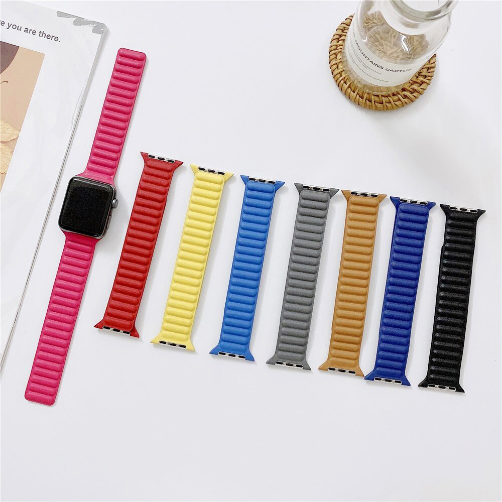 Link Leather Strap for Apple Watch Band 44mm 40mm 42mm 38mm Original Magnetic Loop Bracelet iWatch Series 3 5 4 SE 6 7 41mm 45mm