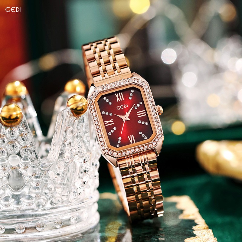 Fashion Rhinestone Watches for Women Quartz Movement Rosegold Stainless Steel Watch Holiday Lovely Gift 3ATM Waterproof Clock