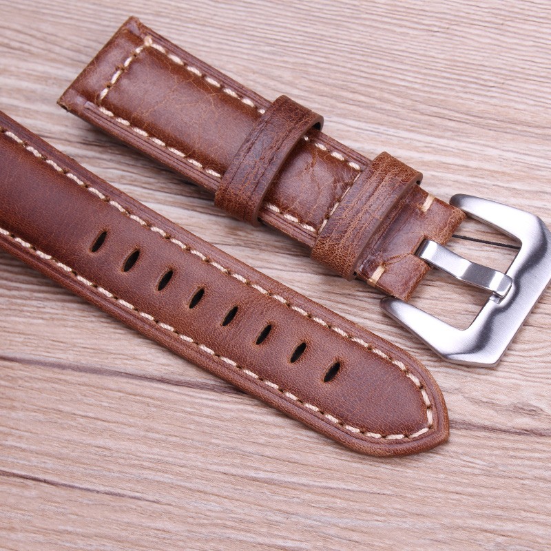 Genuine leather watch band bracelet women men retro strap 20mm 22mm 24mm black brown red watchband with steel screw buckle