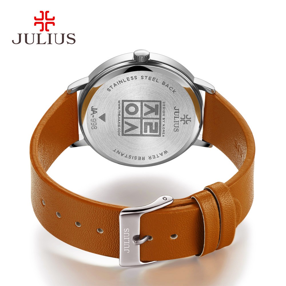 Classic Julius Men's Watch Japan Quartz Watch Fashion Clock PU Leather Bracelet Boy Student Birthday Gift No Box