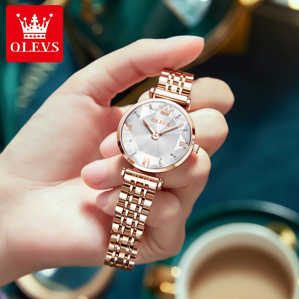 OLEVS Top Brand 2022 Women Fashion Luxury Quartz Watch Waterproof Stainless Steel Wristwatch For Women Fashion Female Gift Set