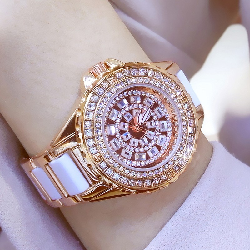 2022 Diamond Watches Women Famous Brand Fashion Ceramic Wristwatches Women Ladies Stainless Steel Female Clock Relogio Feminino