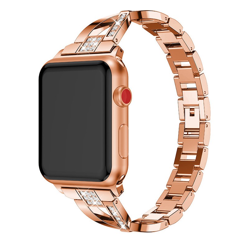 Diamond Bracelet for iWatch Series SE 7 6 5 4 Women Wristband for Apple Watch 38/40/41mm 42/44/45mm Band Metal X Shape Strap