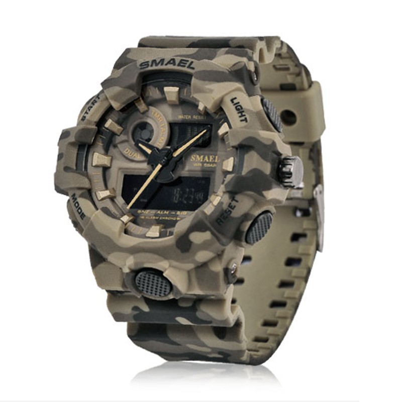 New Camouflage Military Watch Brand SMAEL Sports Watches LED Quartz Watch Men Sports Wristwatch 8001 Man Army Watch Waterproof