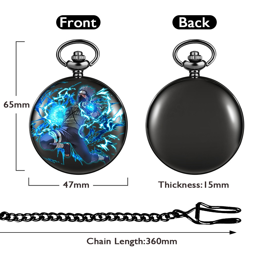 Customized Men's Blue Flame Chain Pocket Watch Classic Japan Animation Personality Style Leisure Quartz Watches Unisex Gift