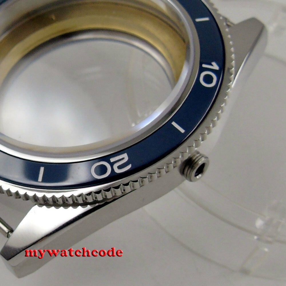 41mm Blue Ceramic Bezel Watch Case Blue Dial Hand Fit ETA 2836 NH35A NH36A Miyota 8215 821 Amomation