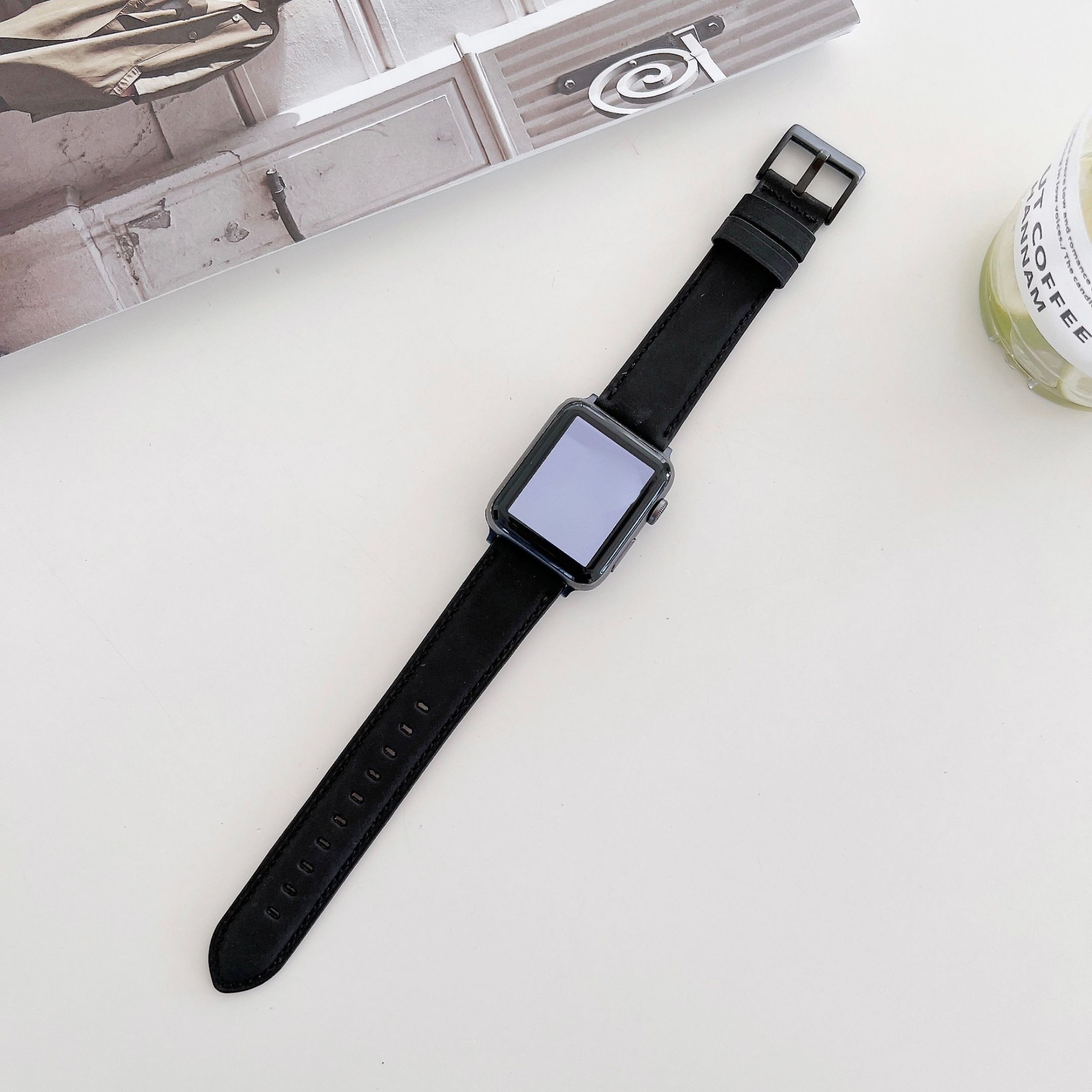Leather strap for apple watchband 44mm 40mm 45 41mm 38mm 42mm single round wirstband bracelet for iWatch series 5 4 3 6 se 7 band