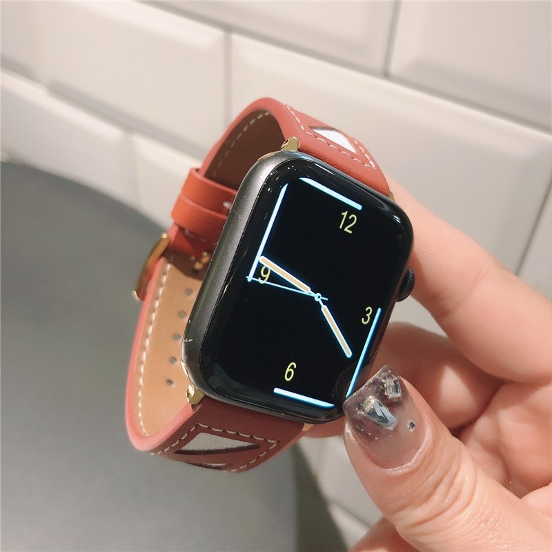 Womens Style Leather Strap for Apple Watch Band 44mm 40mm 42mm 38mm Korea for iWatch Series 3 4 5 6 SE 7 45mm 41mm Wristband