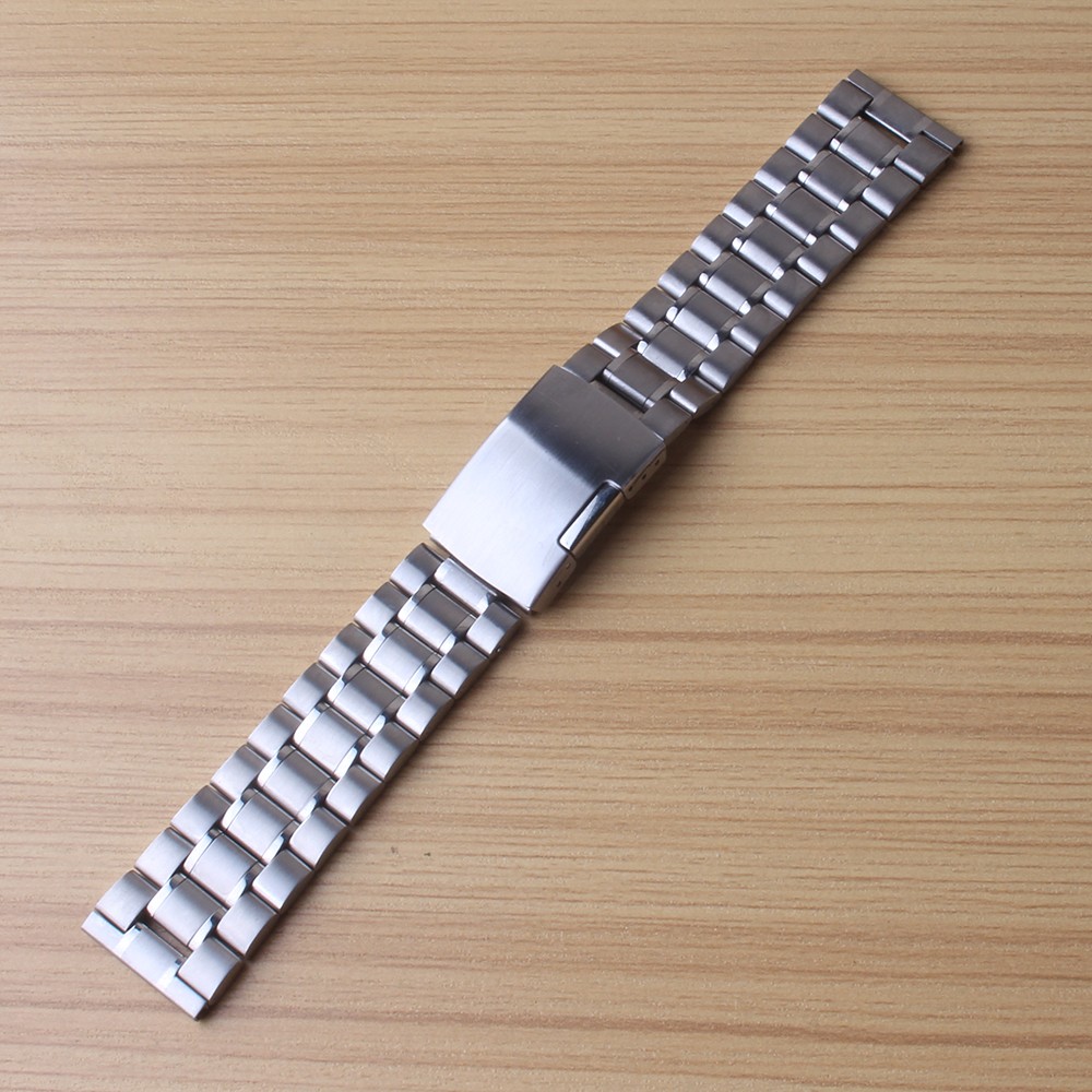 Silver Bracelet Solid Stainless Steel Watch Band Adjustable Metal Strap High Quality Watchband 18mm 20mm 22mm 24mm Mens Womens