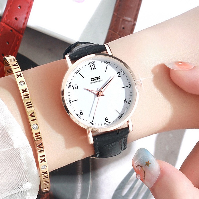 Ladies Watch Korean Fashion Trend Strap Quartz Watch, Punk Style Waterproof Luminous Luxury Leather Watch Accessories Women Gifts