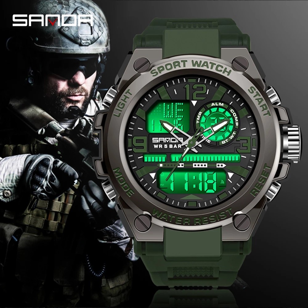 SANDA G Style Men's Digital Watch Military Shock Sports Watches Dual Display Waterproof Electronic Wristwatch Relogio Masculino