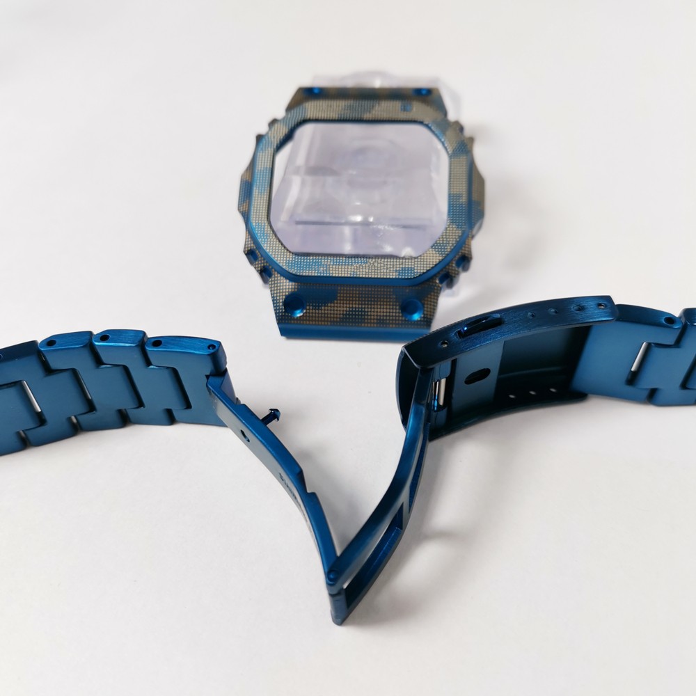 New Ice Blue Camouflage Watches and Bezel for 5600 GWM5610 GW5000 316L Stainless Steel Watch Strap and Cover with Tools