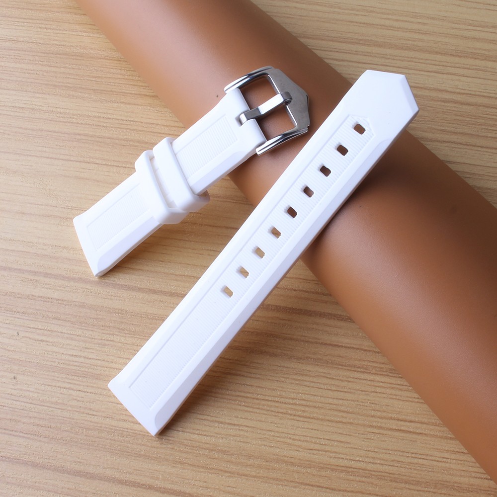 12 14 16 18 19 20 21 22 23 24 26 28mm Watchbands Soft White Mens Womens Silicone Rubber Bracelet Waterproof Drivers Watch Strap Band