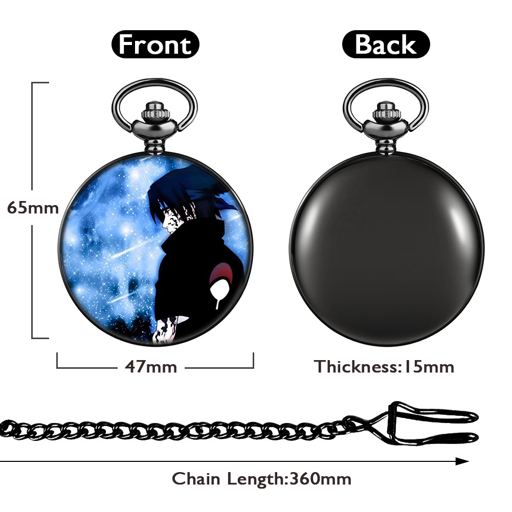 Accept Custom Blue Men Pocket Watch With Thick Chain Japan Animation Personality Style Quartz Watches Exquisite Gift for Husband