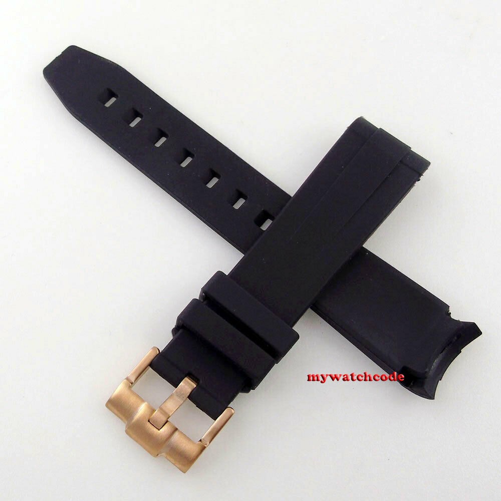 20mm black curved end rubber watch band for 40mm sub GMT mens watch