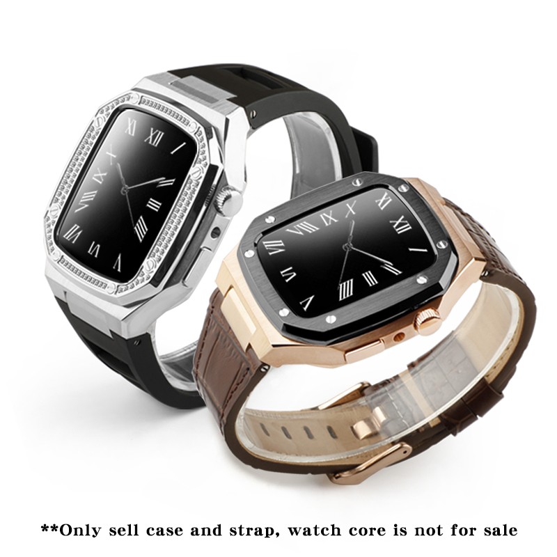 Compatible with Apple Watch Band 44mm Series 4/5/6/7/SE with Case Strap, Stainless Steel iWatch Bands with Protective Cover