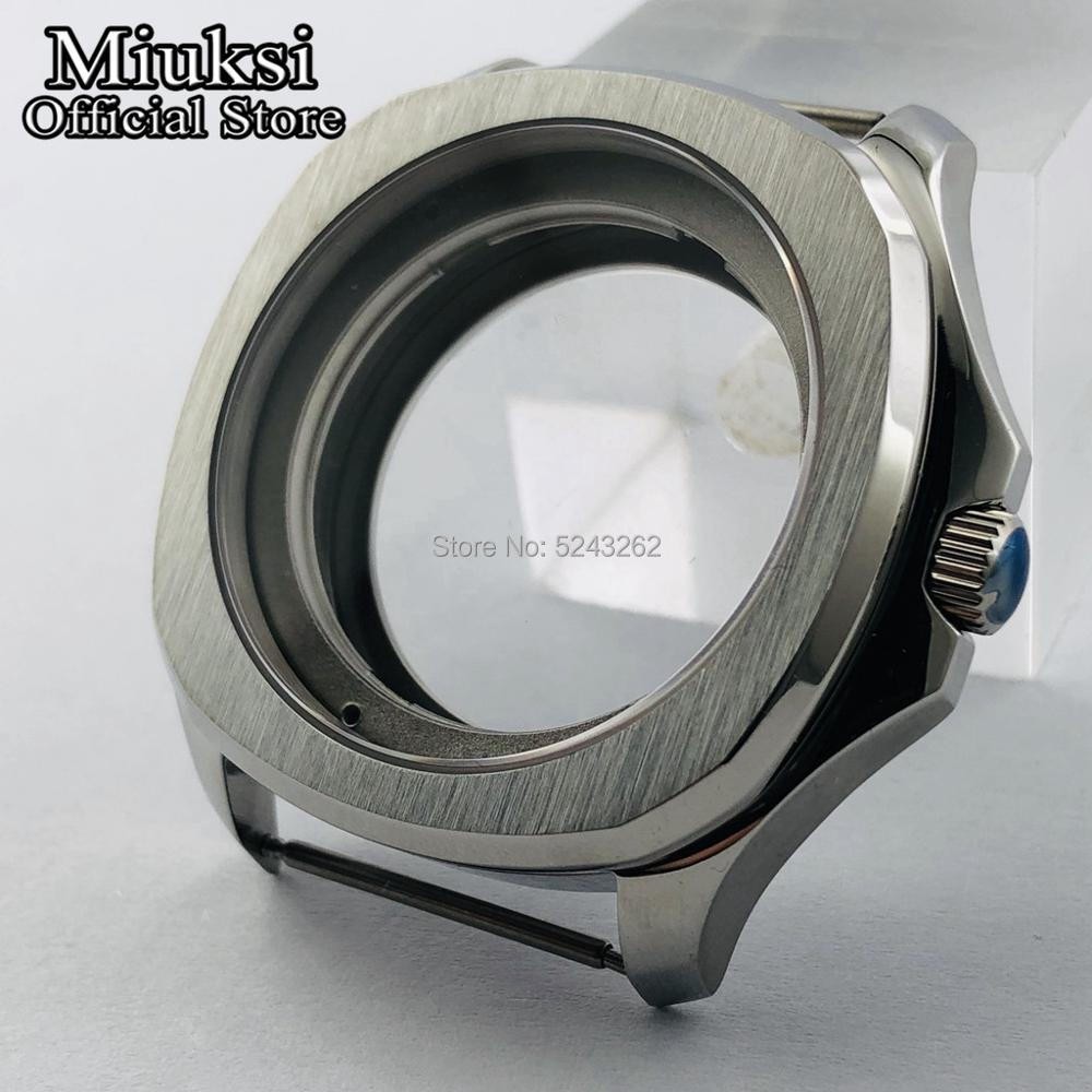 Miuksi 40mm Silver/Black Sapphire Crystal Watch Case Fit NH35 NH36 ETA2824 2836 Miyota8215 821A Mingzhu DG2813 3804 Movements