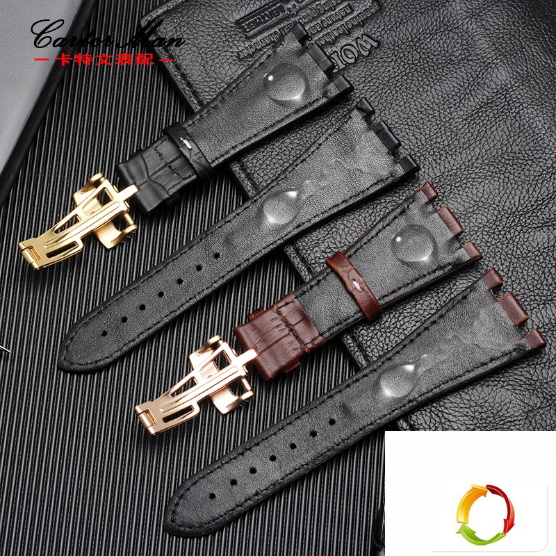 Watch Band for AP Straps 28mm Black | Blue 100% Genuine Leather Handmade Watch Strap with Steel Deploying Buckle Wristband Strap