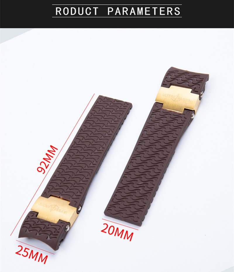 Top quality 22mm for Diver and Marine waterproof silicone rubber watchband watch band strap fit for Ulysse Nardin strap tools