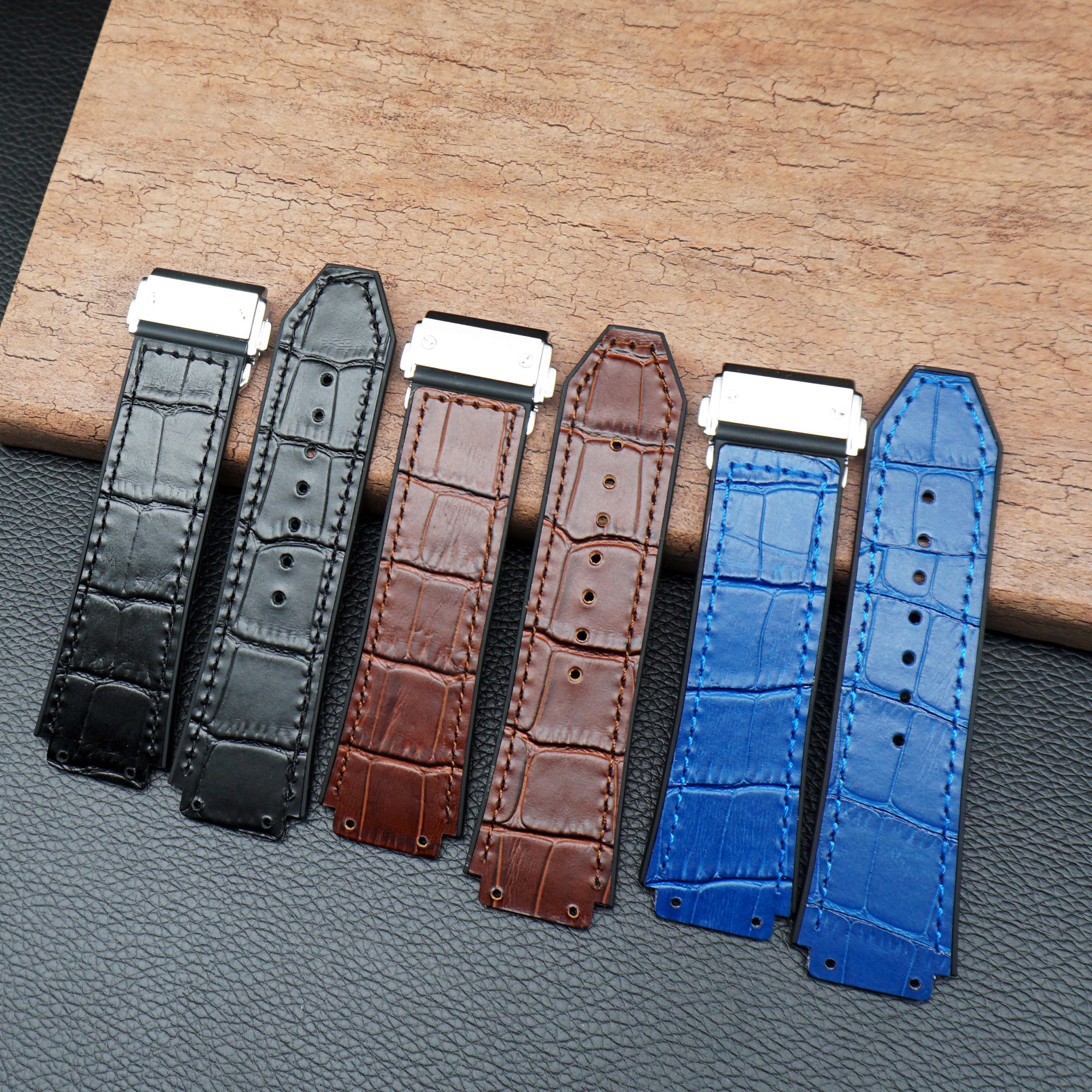 25*19mm Genuine Cowhide Rubber Watchband Applicable for Hublot Strap for Big Bang Strap Butterfly Buckle Watch Tools Accessories