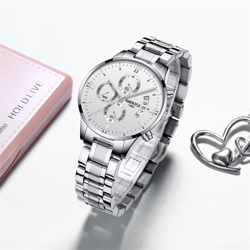 NIBOSI 2021 Women Fashion Watches Luxury Brand Ladies Wristwatches Stainless Steel Waterproof Girl Gift Quartz Watch Female