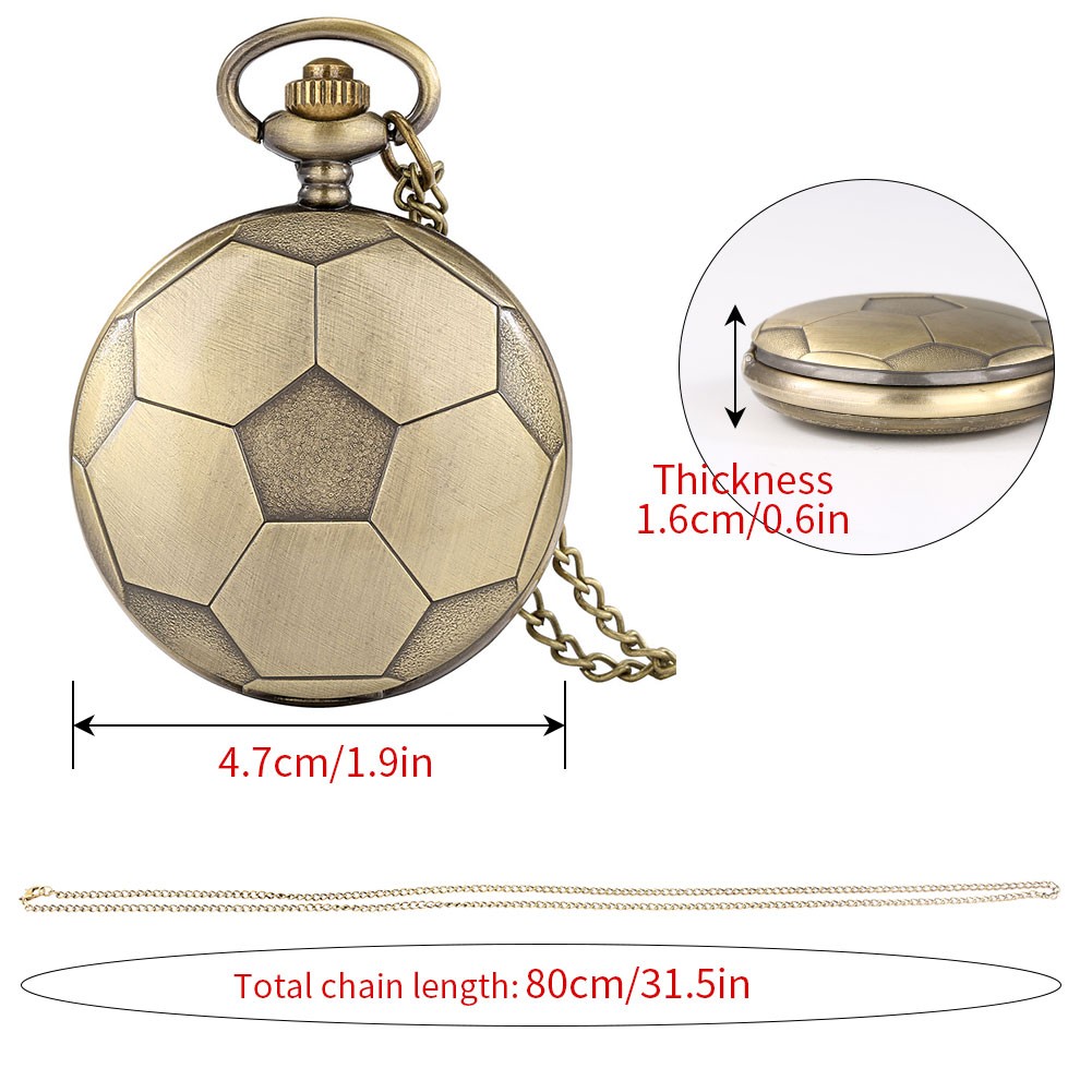 2022 new arrivals football ancient style face personality big pocket watch ball chain with chain men sport quartz watches