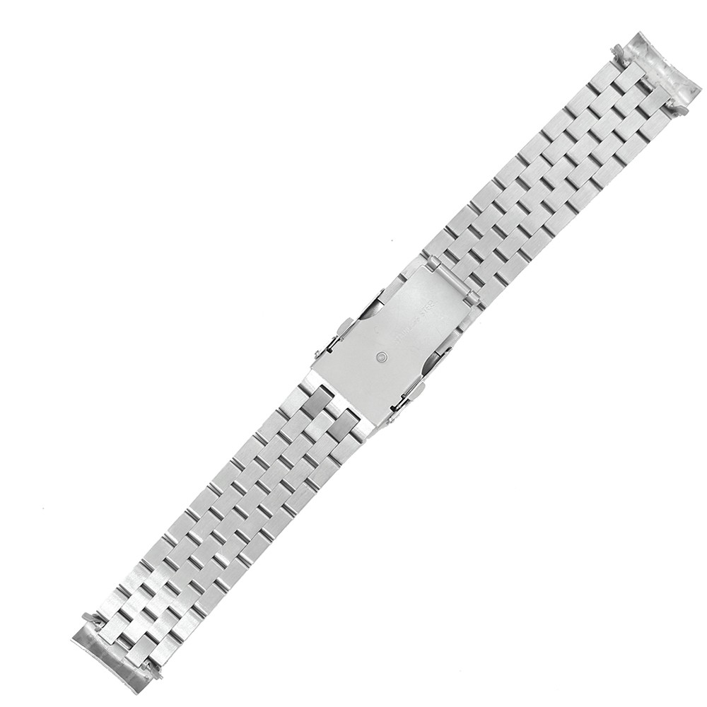 CARLYWET 20 22mm Silver Hollow Curved End Solid Links Replacement Watch Band Strap Bracelet Double Push Clasp for Seiko